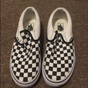 Checkered black and white vans